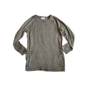 Old Navy Kids Size Large (10-12) Gray White Pullover Crewneck Sweatshirt Pockets